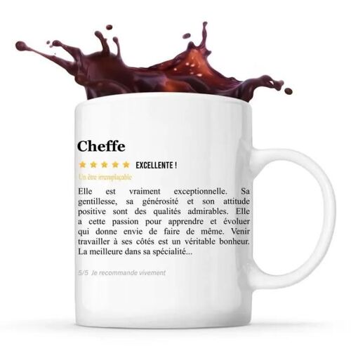 Mug Cheffe Avis Métier Recommandation Femme | Tasse Collègue Boulot Cadeau Anniversaire Retraite