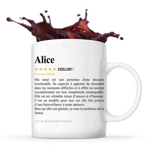 Mug Alice Avis Soeur Recommandation | Tasse Famille Cadeau Anniversaire Noël