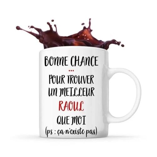 Mug - Raoul - Tasse Cadeau - Céramique - Blanc - Compatible Lave-Vaisselle