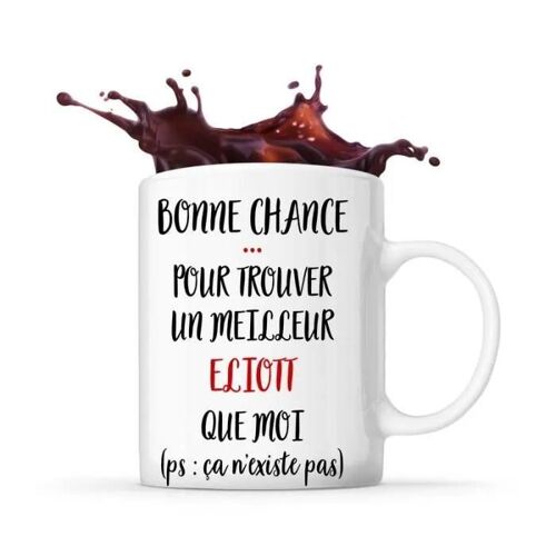 Mug - Eliott - Tasse Cadeau - Céramique - Blanc - Cylindrique