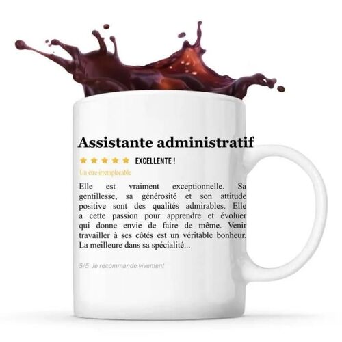 Mug Assistante Administratif Avis Métier Recommandation Femme | Tasse Collègue Boulot Cadeau Anniversaire Retraite