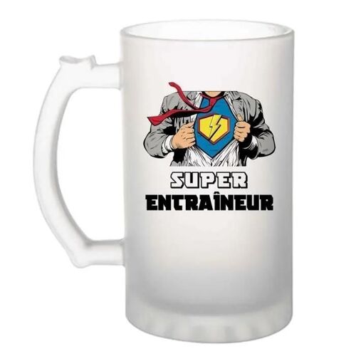 Chope De Bière Super Entraîneur Verre À Bière Pinte Métier Départ Retraite Collègue Travail