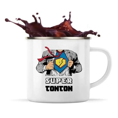 Tasse Métallique Super Tonton Mug Émaillé Timbale Camping Famille - Amis