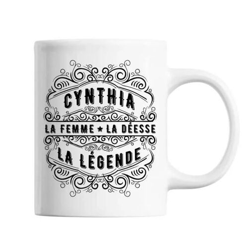 Mug - Cynthia - Déesse Légende - Céramique - Blanc - Contenance 325 Ml