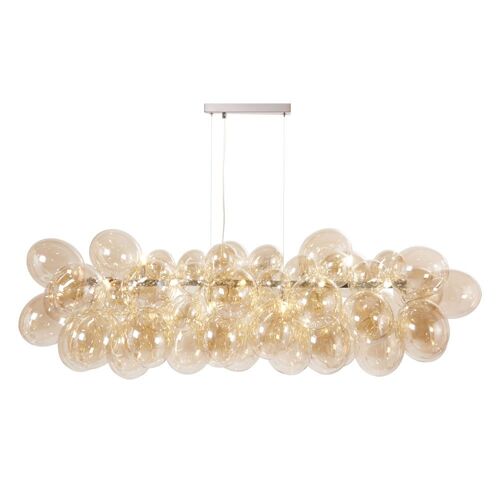 Lustre En Métal Et Globes En Verre Ambré