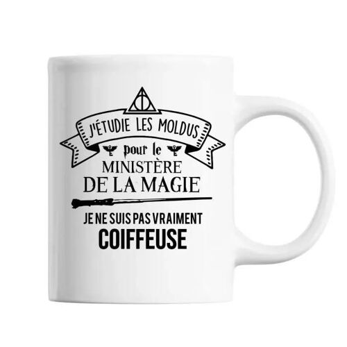 Mug - Femme Coiffeuse - Tasse Blanche - Céramique - Résistant Lave-Vaisselle - Design Contemporain