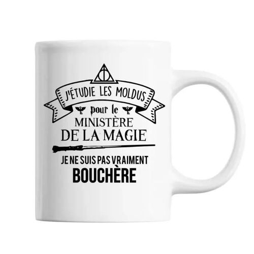 Mug - Bouchère - Tasse Blanche - Céramique - Cylindrique - 325 Ml