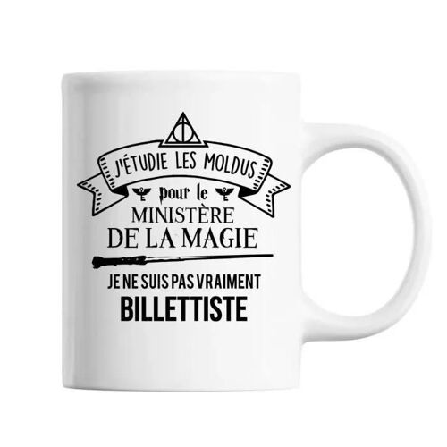 Mug - Billettiste - Tasse Blanche - Céramique - Compatible Lave-Vaisselle - Design Contemporain