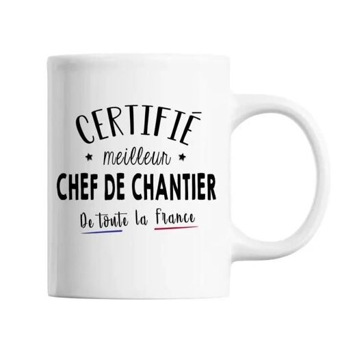 Mug - Meilleur De France - Chef De Chantier - Céramique - Blanc - 325 Ml