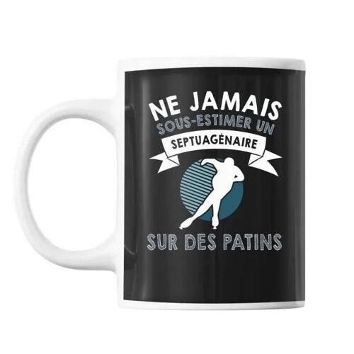 Mug Patinage Septuagénaire Homme 70 Ans Tasse Cadeau Personnalisé