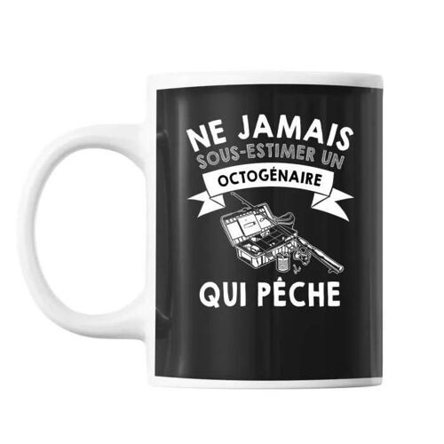 Mug - Personnalisé - Pêche Octogénaire - Céramique - 325 Ml - Résistant Lave-Vaisselle
