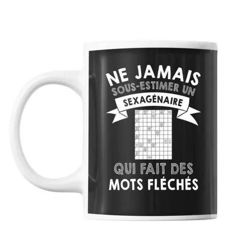 Mug - Personnalisé - Mots Fléchés - 60 Ans - Céramique - Résistant Lave-Vaisselle