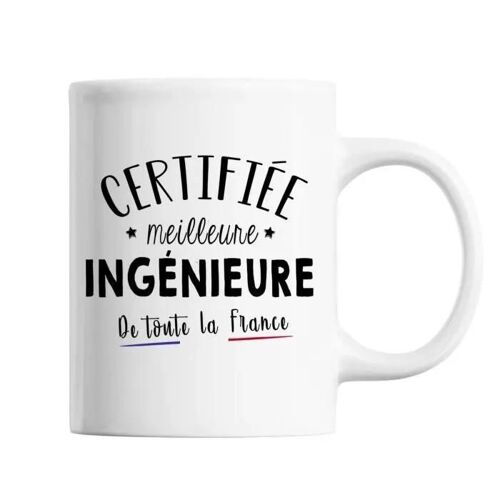 Mug - Femme Ingénieure - Meilleure De France - Céramique - Blanc - 325 Ml