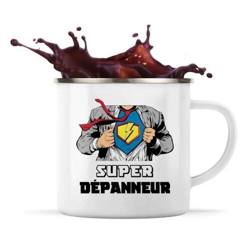 Tasse Métallique Super Dépanneur Mug Émaillé Timbale Camping Métier Départ Retraite Collègue Travail