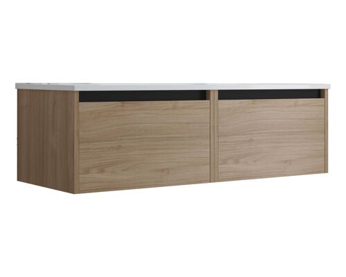 Meuble de salle de bain suspendu 120cm NICE EDGE bois clair - Vasque en céramique