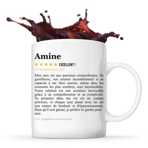 Mug - Amine - Tasse Couple - Céramique - Blanc - Design Contemporain