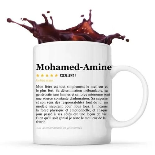 Mug Mohamed-Amine Avis Frère Recommandation | Tasse Frère Cadeau Anniversaire Noël Bro