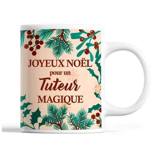 Tasse - Noël Tuteur Homme - Beige - Mug Prénom - Idée Cadeau Secret Santa