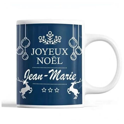 Tasse Noël Jean-Marie Bleu | Mug Prénom Idée Cadeau Secret Santa