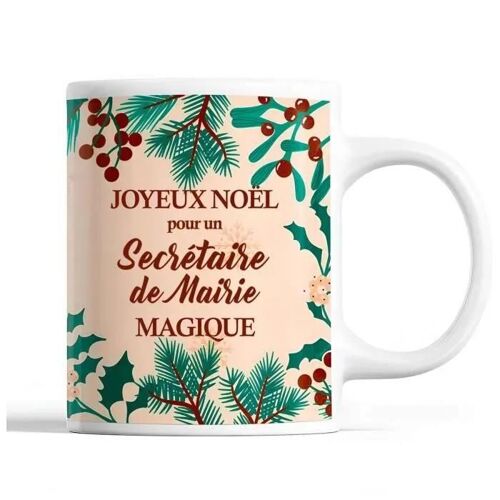 Mug - Noël Secrétaire De Mairie - Beige - 325 Ml - Résistant Lave-Vaisselle Et Micro-Onde