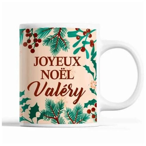 Tasse Noël Virgile Beige | Mug Prénom Idée Cadeau Secret Santa