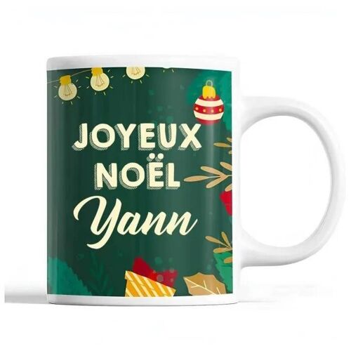 Tasse Noël Yann Vert | Mug Prénom Idée Cadeau Secret Santa