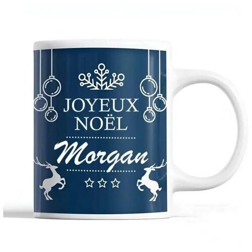 Mug - Morgan - Noël - Céramique - Imprimé - 325 Ml - Bleu