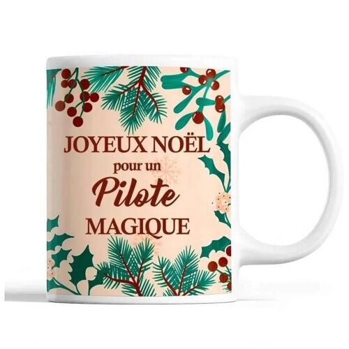 Mug - Noël - Pilote Homme - Beige - Céramique - 325 Ml