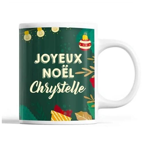 Tasse Noël Chrystelle Vert | Mug Prénom Idée Cadeau Secret Santa