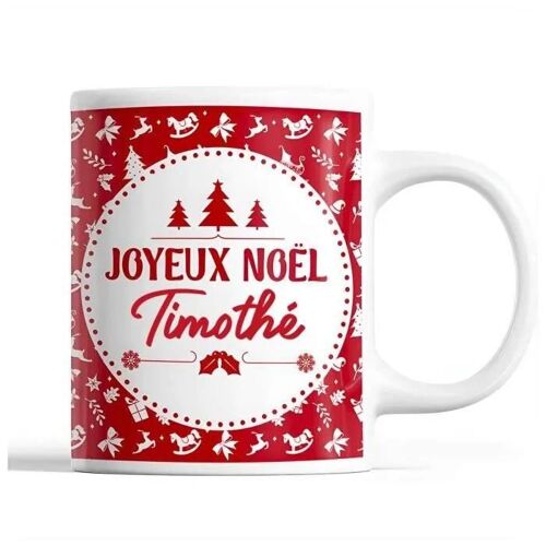 Mug - Timothé - Rouge - Céramique - 325 Ml - Résistant Lave-Vaisselle Et Micro-Onde