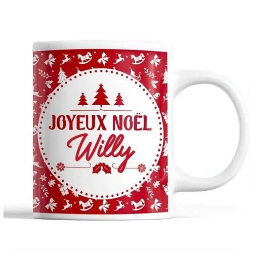 Tasse Noël Willy Rouge | Mug Prénom Idée Cadeau Secret Santa
