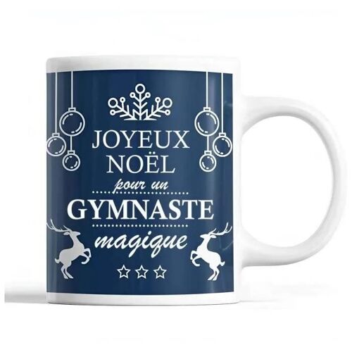 Tasse Noël Gymnaste Homme Bleu | Mug Prénom Idée Cadeau Secret Santa