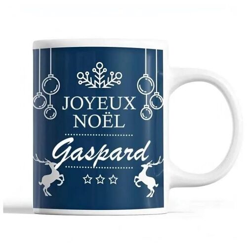Tasse Noël Gaspard Bleu | Mug Prénom Idée Cadeau Secret Santa