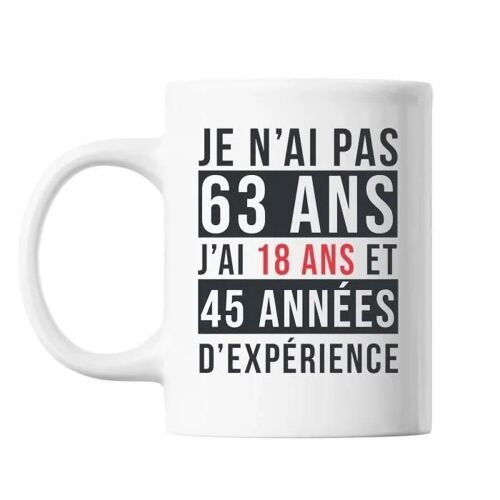 Mug - 63 Ans Expérience - Céramique - Résistant Lave-Vaisselle - Personnalisé