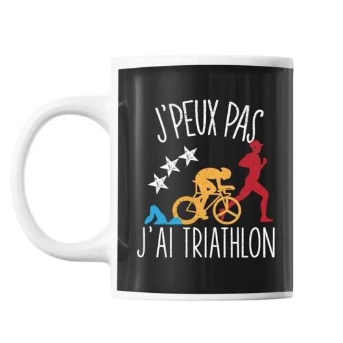 Mug - Personnalisé - Triathlon - Noir - Céramique - 325 Ml