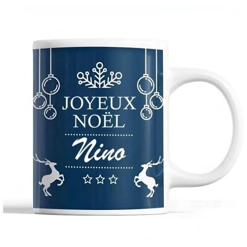 Tasse Noël Nino Bleu | Mug Prénom Idée Cadeau Secret Santa