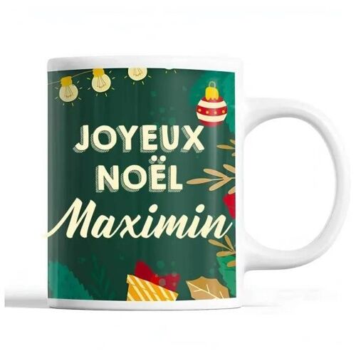 Tasse Noël Maximin Vert | Mug Prénom Idée Cadeau Secret Santa