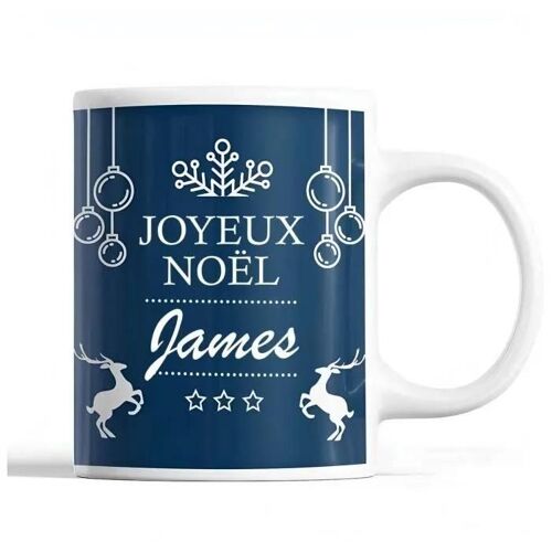 Tasse Noël James Bleu | Mug Prénom Idée Cadeau Secret Santa