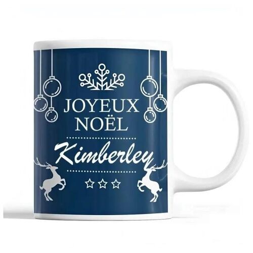 Tasse Noël Kimberley Bleu | Mug Prénom Idée Cadeau Secret Santa