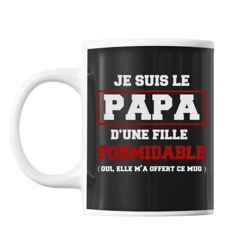 Mug - Papa Fille - Noir - Céramique - 325 Ml - Résistant Lave-Vaisselle Et Micro-Onde