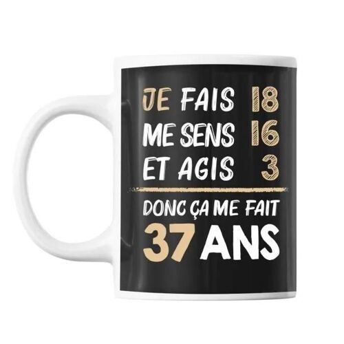 Mug - Personnalisé - 37 Ans - Céramique - Lave-Vaisselle - 325 Ml