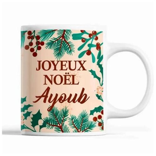 Mug - Ayoub - Noël - Céramique - Beige - 325 Ml - Résistant Lave-Vaisselle