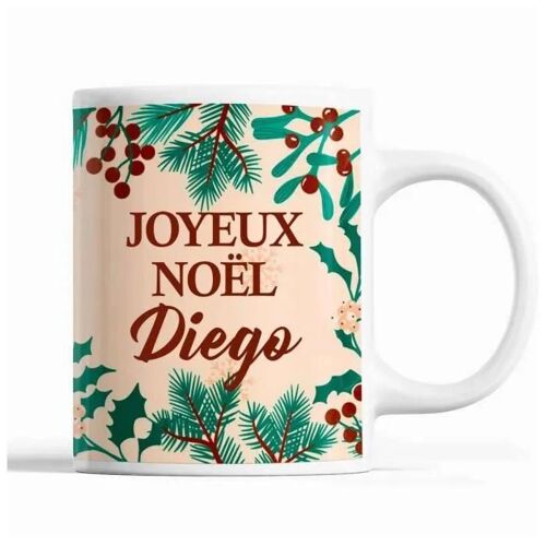 Mug - Diego - Noël - Céramique - Beige - 325 Ml - Résistant Lave-Vaisselle Et Micro-Onde
