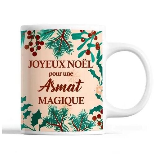 Tasse Noël Asmat Femme Beige | Mug Prénom Idée Cadeau Secret Santa
