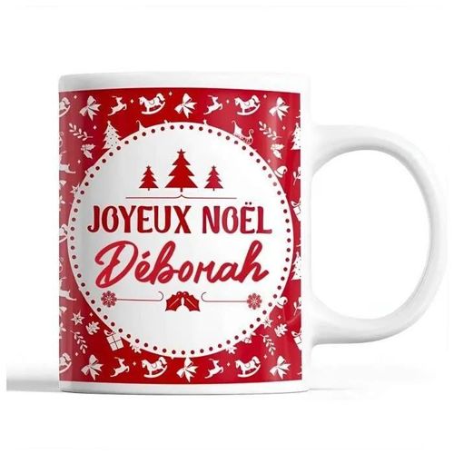 Tasse Noël Déborah Rouge | Mug Prénom Idée Cadeau Secret Santa