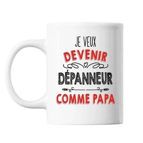 Mug - Je Veux Devenir Dépanneur Comme Papa - Céramique - 325 Ml - Lave-Vaisselle - Design Contemporain