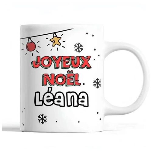 Tasse Noël Léana | Mug Femme Prénom Idée Cadeau Secret Santa