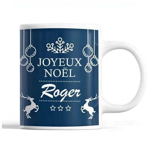 Tasse Noël Roger Bleu | Mug Prénom Idée Cadeau Secret Santa
