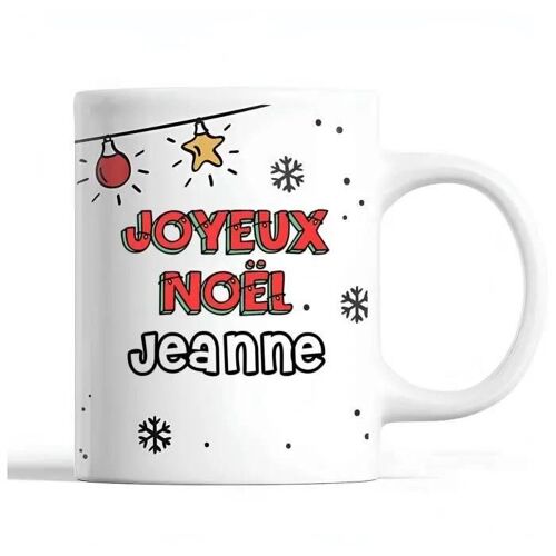 Tasse Noël Jeanne | Mug Femme Prénom Idée Cadeau Secret Santa