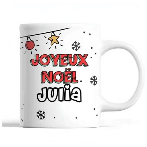 Tasse Noël Julia | Mug Femme Prénom Idée Cadeau Secret Santa